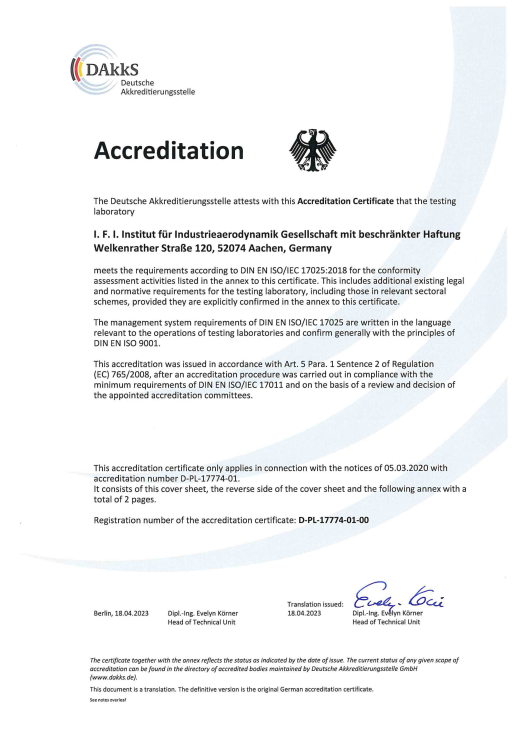 Icon of Accreditation as Testing Laboratory, I.F.I. GmbH